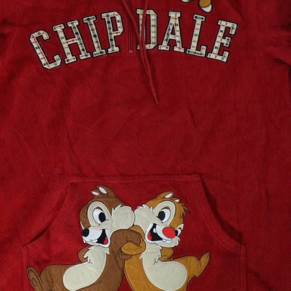 DISNEY Chip & Dale Fleece Hooded Pullover Sz MEDIUM - Picture 2 of 11